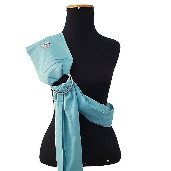 Sling Unissex 100% Algodão Argola Liso Azul Piscina com Argola Prata Gesta Slings