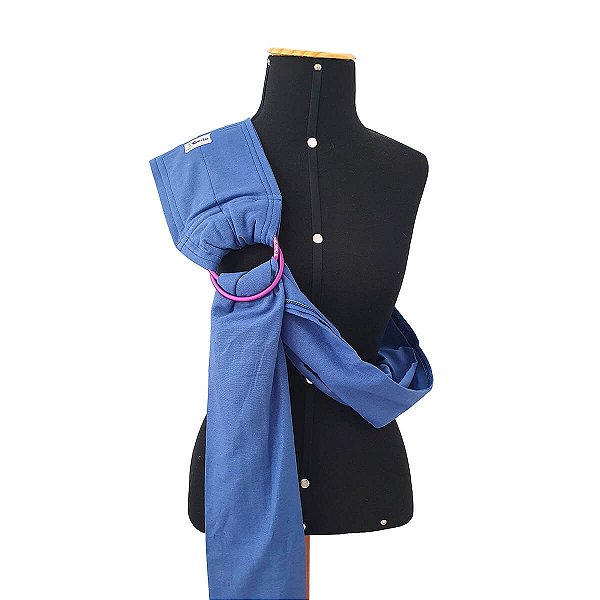 Sling Unissex 100% Algodão Argola Liso Azul Marinho com Argola Roxa Gesta Slings