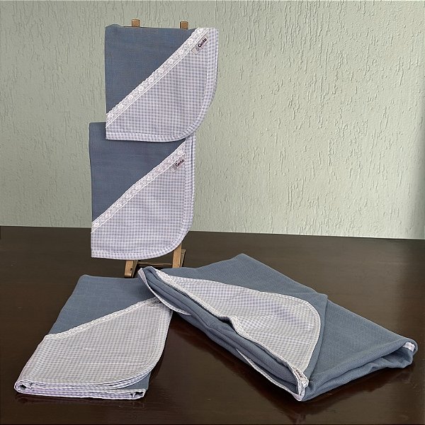 Kit de Fraldas Azul Xadrez Gesta Slings