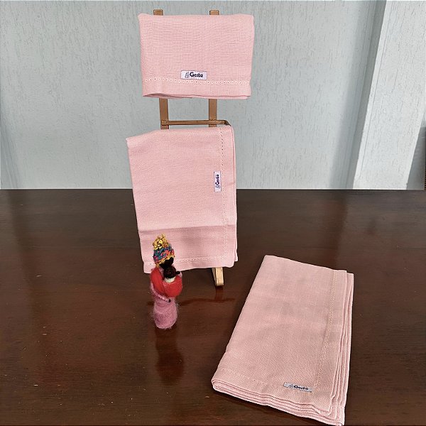 kit de Fraldas Rosê bordado Margaridas Gesta Slings