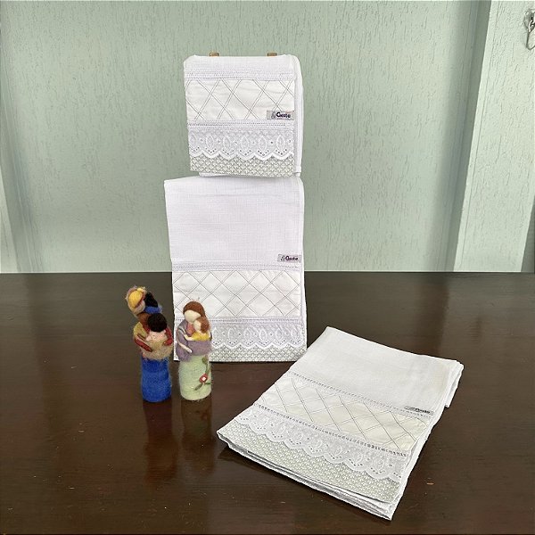 Kit de Fraldas Nervurada Floral Cinza Gesta Slings