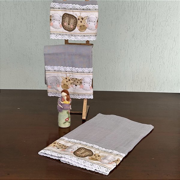 Kit de fraldas Cinza Animaizinhos Gesta Slings