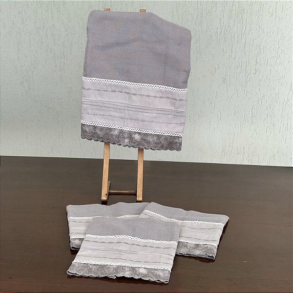 kit de Fraldas Cinza Festonê Gesta Slings