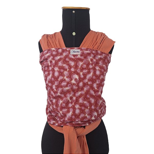 Sling Unissex 100% Algodão Wrap Coral com Estampa Gesta Slings