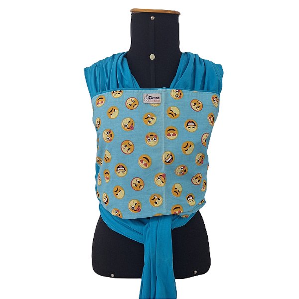 Sling Unissex 100% Algodão Wrap Azul Claro com Estampa Gesta Slings