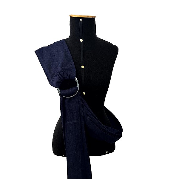 Sling Unissex 100% Algodão Argola Liso Azul Marinho com Argola Prata Gesta Slings