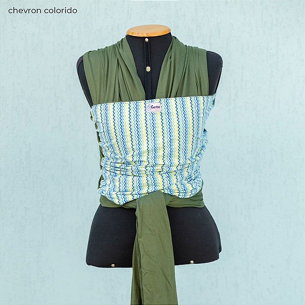 Sling Unissex em Tecido 100% Algodão Modelo Wrap Verde Oliva Estampado Gesta Slings
