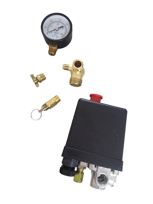 Kit Pressostato + Manômetro + Válvulas Segurança + Retenção + Purgador