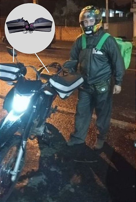 LUVAS FIXAS NA MOTO 7ª GERAÇÃO | TESTADA E APROVADA POR DEZENAS DE MOTOBOYS | FAIXA REFLEXIVA PRATA -COR PRINCIPAL PRETA