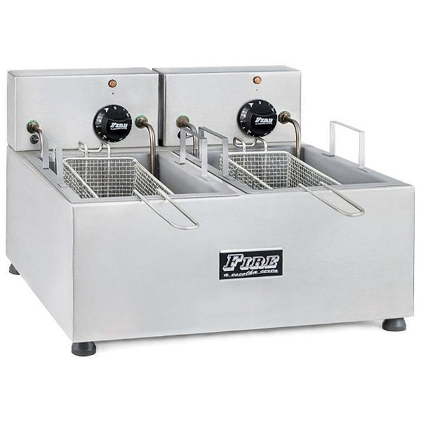 Fritador Elétrico Duplo Cestos Sparados  Inox Escovado FE/DE 6000w 220v Fire