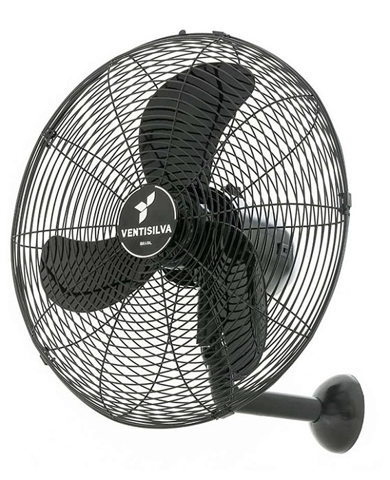 Ventilador de Parede 50cm VENTI50P Preto com Grade em Pintura Epóxi Preta Ventisilva