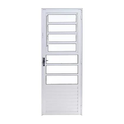 Porta de Alumínio Branco Basculante 2,20A X 0,80L Abertura para Esquer -  Zzat Full lar e construção