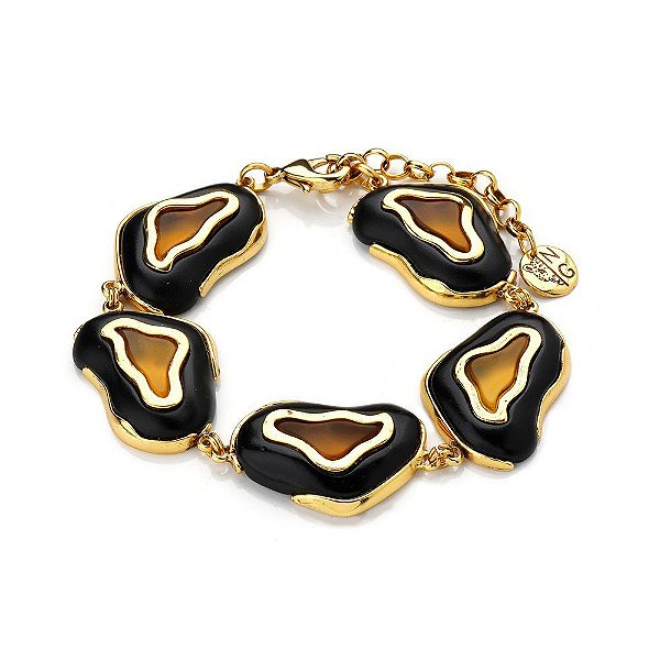 PULSEIRA MULTI SPOT RESINA PRETO E DOURADO COLEÇÃO FELINA NÁDIA GIMENES