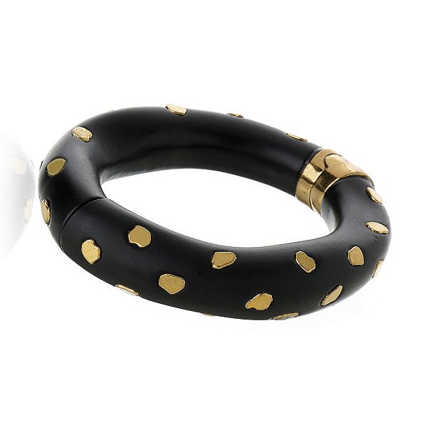 PULSEIRA MOLA RESINA SMALL SPOT PRETO DOURADO COLEÇÃO FELINA NÁDIA GIMENES