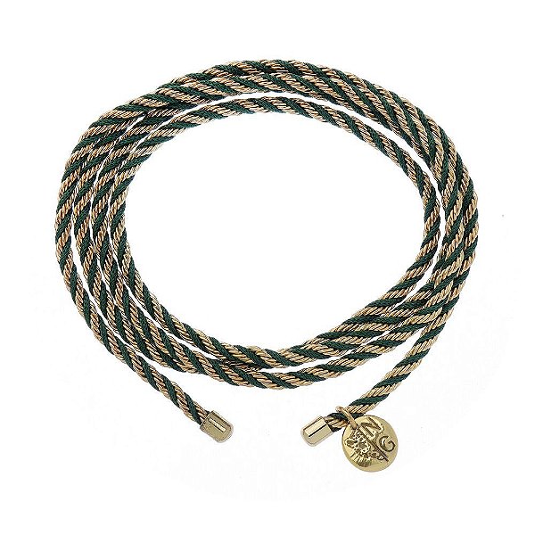 PULSEIRA CORRENTE COM LINHA VERDE FOLHA DOURADO NADIA GIMENES