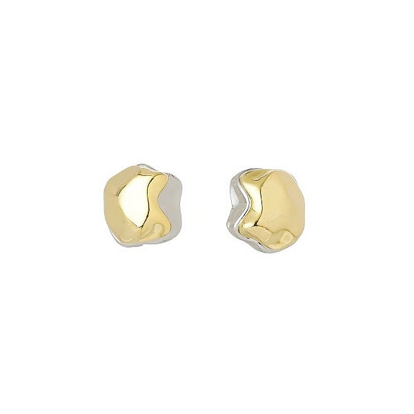 BRINCO DE PINO LUMIÈRE BOUTON BICOLORE PRATA/DOURADO