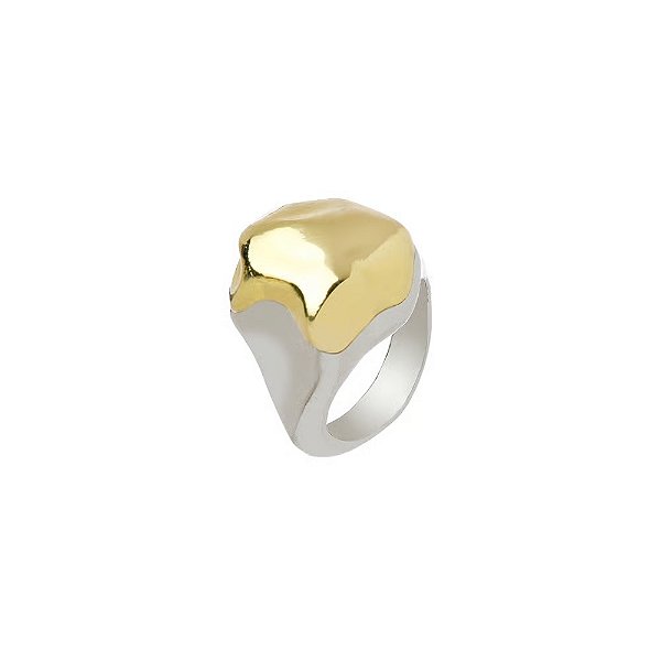 ANEL LUMIÈRE BOUTON BICOLORE P PRATA e DOURADO