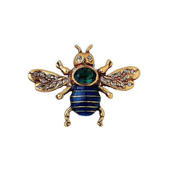 BOTTON ABELHA MAIOR ESMALTADA MARINHO DOURADO