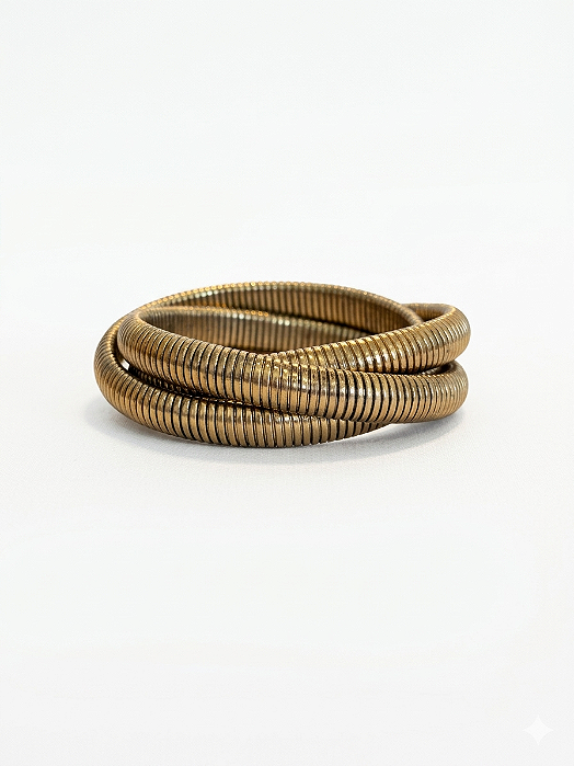 PULSEIRA MOLA TRIPLA OURO VINTAGE