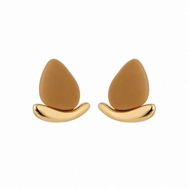 BRINCO DE PINO URBAN MINIMAL DOURADO E CARAMELO