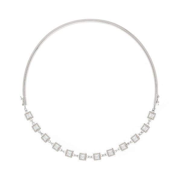 CHOKER 2X1 ÍRIS PERFUME DE MULHER PRATA E CRISTAL