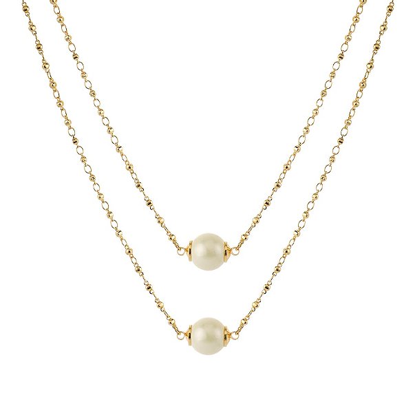 COLAR ESCAPULÁRIO CHRISTAL DOURADO COM PEROLA