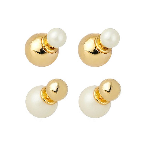 BRINCO KIT PÉROLA CHRISTAL DOURADO E PEROLA