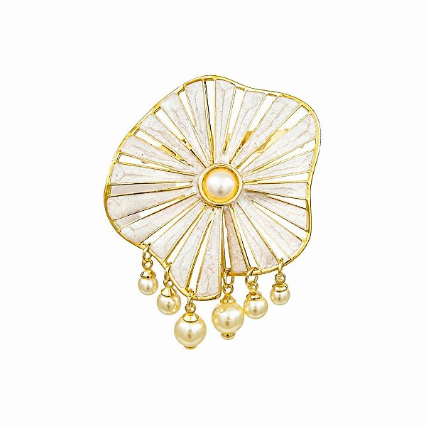 BROCHE ESPIRAL PÉROLAS OURO VINTAGE M NÁDIA GIMENES