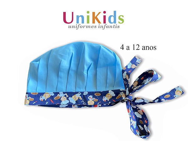 Touca Unikids - Cabeça Azul com Detalhes Chefinho Azul- Uniblu