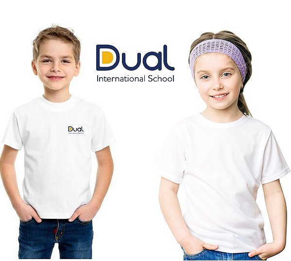 Camiseta Malha Infantil cor - Branca Escola Dual - Uniblu