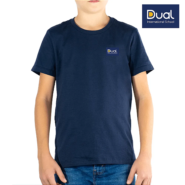 Camiseta Malha Infantil cor - Azul Marinho Escola Dual - Uniblu