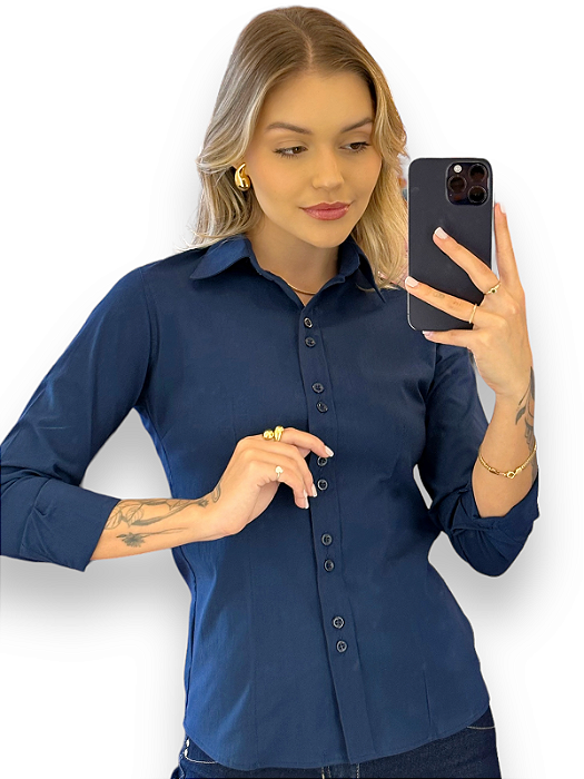 Camisete Manga longa - PRIMEJET Elastano cor Azul Marinho - Uniblu - Personalizado