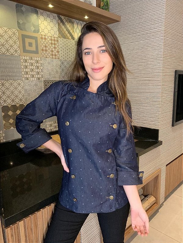 Camisa Feminina Chefe Cozinha - Dolman Stilus Jeans - Uniblu - Personalizado