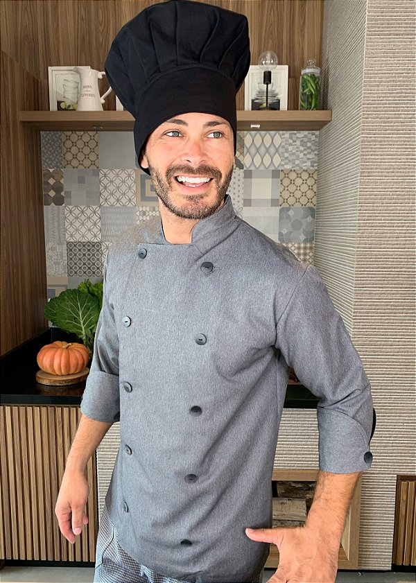 Camisa Chefe Cozinha - Dolmãn Masculina Stilus Tecido Alfaiataria - Uniblu - Personalizado