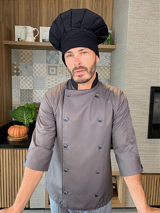 Camisa Chefe Cozinha - Dolmãn Stilus Chumbo - Uniblu - Personalizado