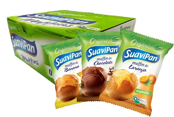 Kit Misto 12 Muffins Orgânicos - Banana, Chocolate e Laranja