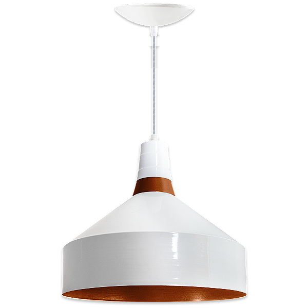 Luminária Pendente Vieira Branco e Cobre - Design Moderno | Ilustre Lar
