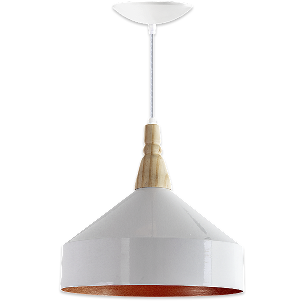 Luminária Pendente Zara Branco e Cobre - Design Moderno | Ilustre Lar
