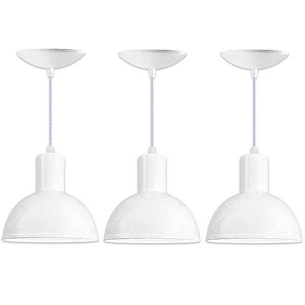 Kit 3 Luminárias Pendente Joana branco