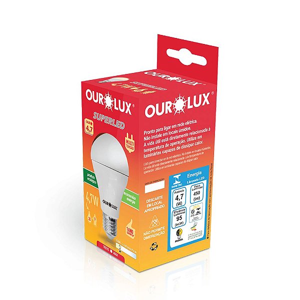 lâmpada SuperLED LED 9W - Ourolux - Branco Quente