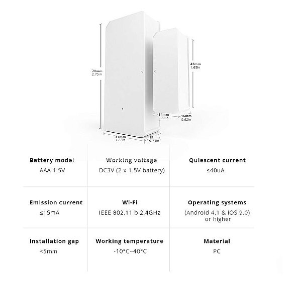 SENSOR DE PORTA E JANELA INTELIGENTE WIFI SONOFF DW2