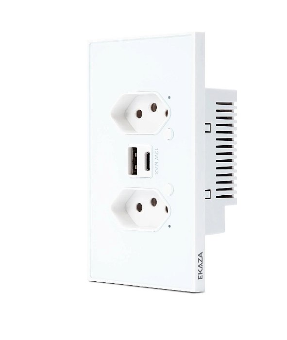 Tomada Dupla Soft Touch Venus 10A + USB Branco WiFi-T417-WB