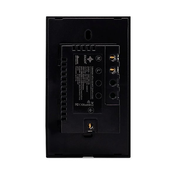 Tomada Dupla com USB-A+USB-C 16A Vidro 2.5D - PRETA