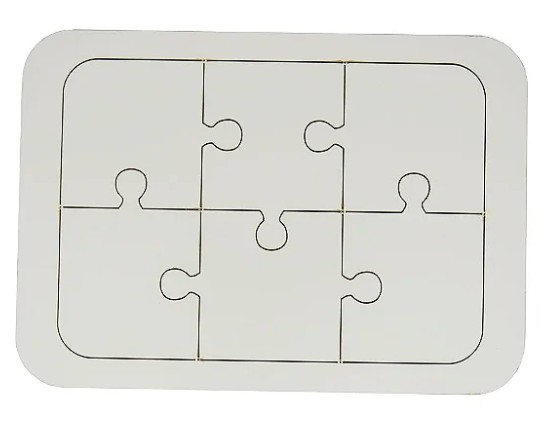 Puzzle de madeira branco para sublimação 60 peças 25x36cm