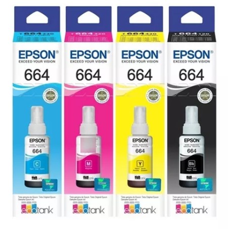 Kit com 4 cores de tinta original EPSON 664