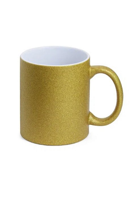 Caneca Com Glitter Dourada 325ml