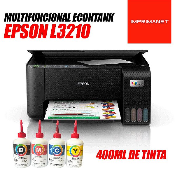 Impressora EPSON L3210 ecotank com 400ml de tinta INKTEC CORANTE