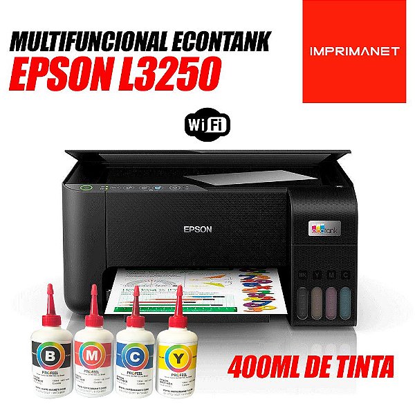 Impressora EPSON L3250 WIFI ecotank com 400ml de tinta INKTEC CORANTE
