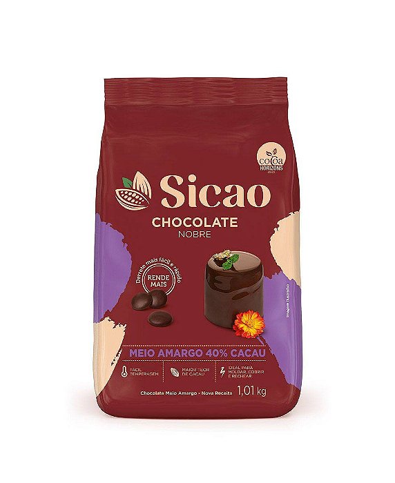 CHOCOLATE GOTAS MEIO AMARGO SICAO GOLD 1,01KG