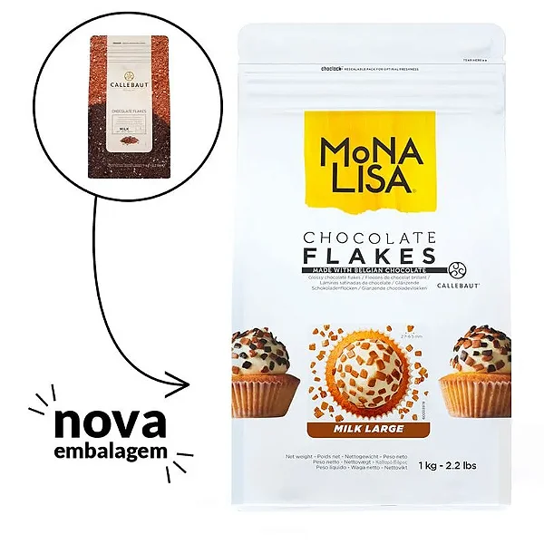 FLAKES DE CHOCOLATE AO LEITE 4M 1KG MILK SMALL MONALISA